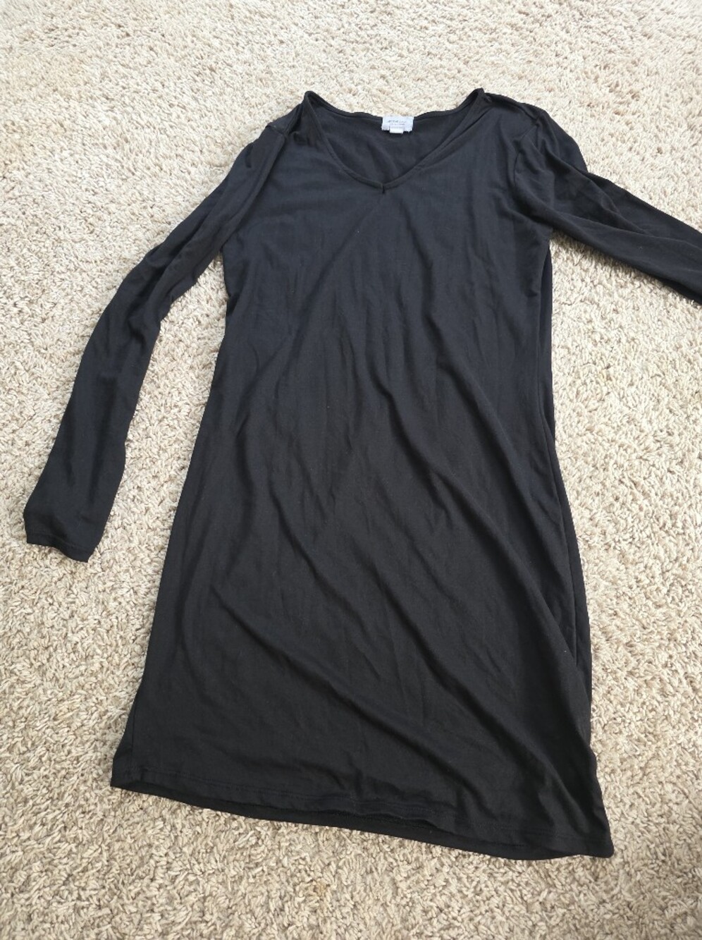 Ardene Black Long Sleeve V-Neck Mini Dress Tunic Size L